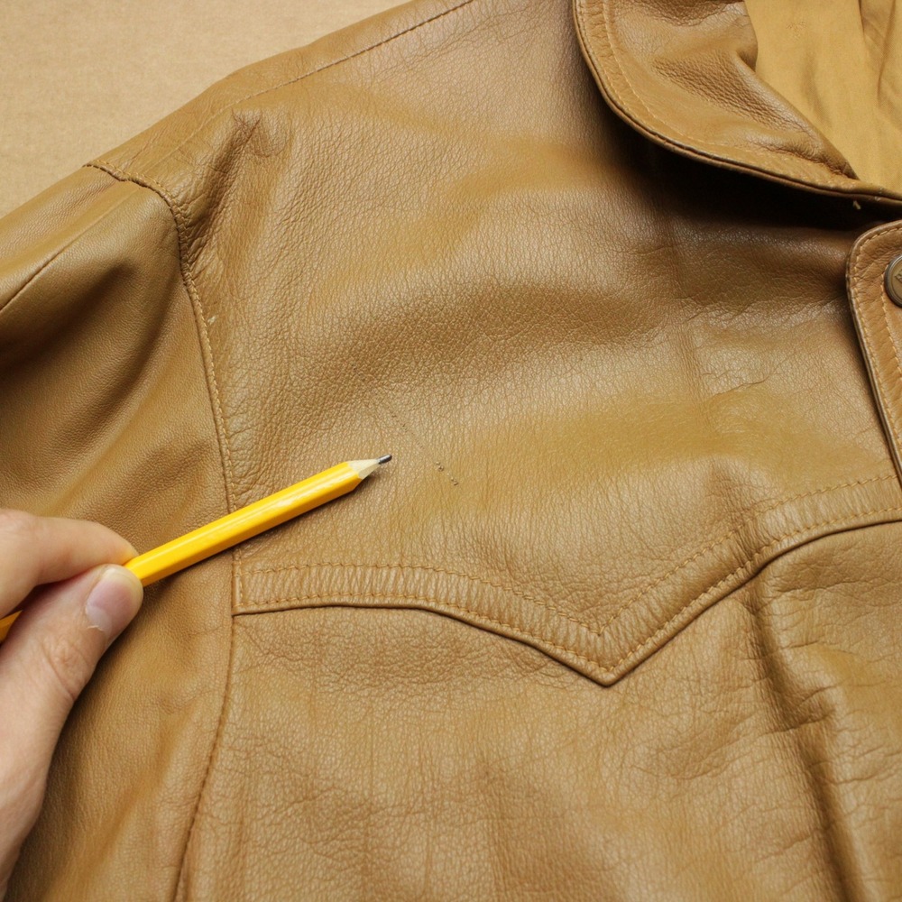 Vintage Louis Feraud Monsieur Jacket Mens 50 Brown Leather Western Blouson Zip - Picture 6 of 8